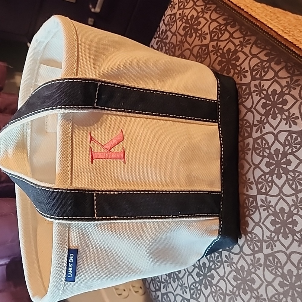 Lands End Mini Tote with monogram K initial